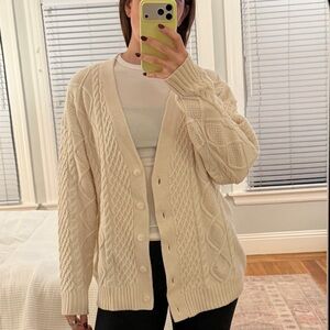 Women's Cream Cable Knit Cardigan